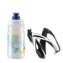 Elite Trinkflasche + Flaschenhalter KIT CEO schwarz & Flasche JET transparent mit blau